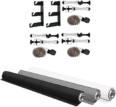 Colorquantum Vinyl Backgrounds - Special Portrait & Passport - White/Black/Grey 2.75x6m + 3 Wall Mount Background Set (Brackets & Expander with metal chain)
