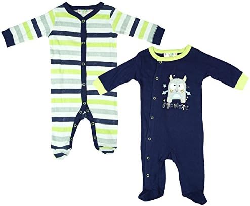Boys Baby Pack Of 2 Little Monster Sleepsuit Rompers Sizes From Newborn To 9 Months