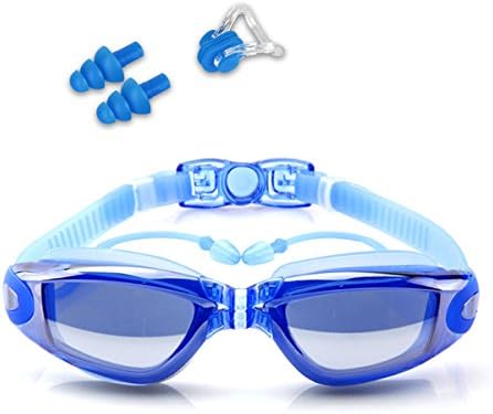 Guzack Swim Goggles, Swimming Goggles Glasses No Leaking Anti-Fog UV Protection Coated Lens, Free Silicone Nose Clip, Ear Plugs, Fit for Adults, Men, Women, Youth, Kids