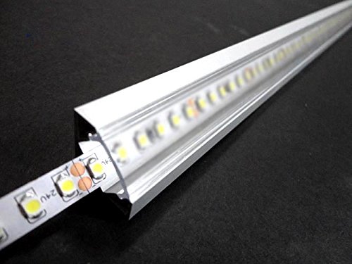 1 MT Perfil de Aluminio 45 ° 6063 tl1919 para Tiras LED con Carcasa transparente Tapones y Ganchos de montaje