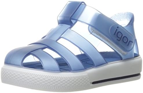 Igor Jellies Star Velcro Strap - Transparent Navy - 18/uk2