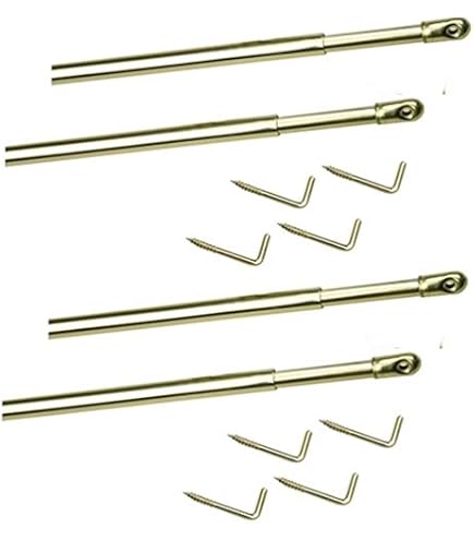 4 Tringles à Rideaux Extensibles - 40 à 65 Cm - Finition Laiton - Installation Facile - Idéal Petites Fenêtres