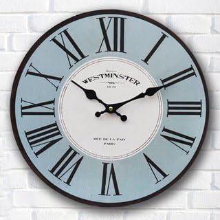 Buggy Round Decorative Wall Clock-Shabby Chic Floral Patchwork Clock - Vintage Wall Clocks for Living Room, Bedroom and Kitchen - Multi-Coloured Cute Retro Style Clock Wall ,16inches 40CM