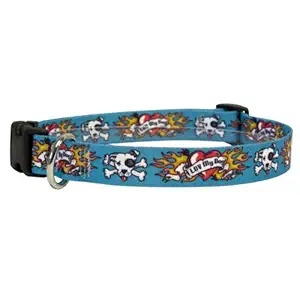 Yellow Dog Design I Luv My Dog Blue Dog Collar Fits Neck 14 to 20