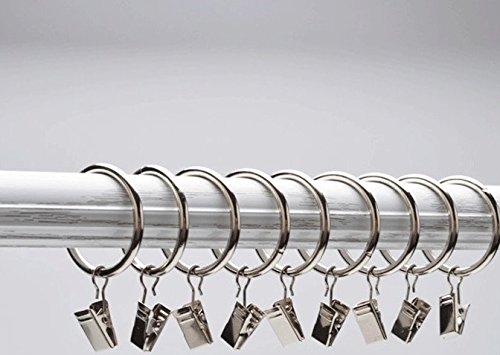 KEEKA 30 Stk. ø 32 mm Edelstahl Gardinenstange Gardinenringe Vorhangringe mit Cliper (Silber) - 3