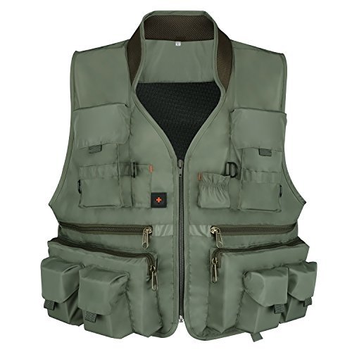 Preisvergleich Produktbild Anglerbasics Armee Grün Multifunktions Airsoft Tactical Weste Quick Dry Multi Taschen Mesh atmungsaktiv Active Militär tragen Jacket- passt für alle Outdoor Sport, Armeegrün