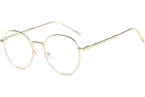 DAUCO Unisex Brille Retro Sixties Style Runde Metall Brillen Damen Herren