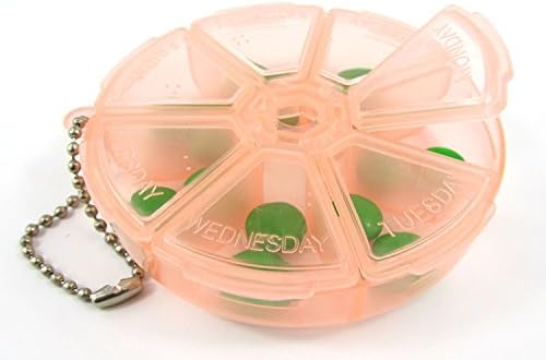 DJUNXYAN4 PCS Mini Round Shaped Weekly Pill Organizer Clear 7-Sided Pill Reminder