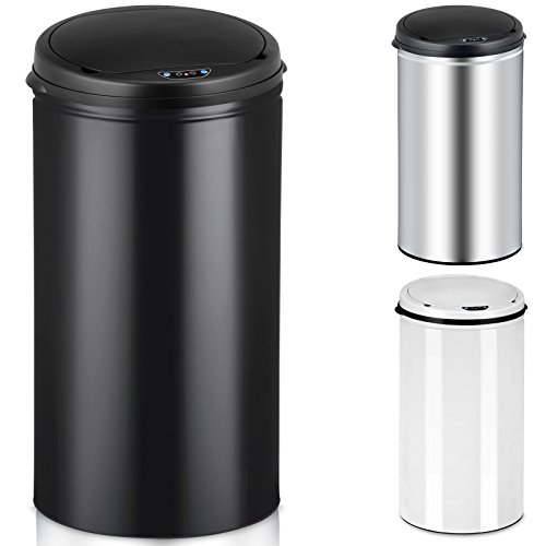 Abfalleimer / Mülleimer Schwarz automatisch mit Bewegungssensor, Edelstahl 56 l