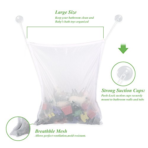 SATMON Baby Bad Spielzeug Organizer Badewanne Bad Spielzeug Mesh Aufbewahrungstasche Organizer Halter mit Saugnapf (Set von 2 Stück) - 4