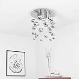 Die Leuchte wird gefertigt aus Glas, verchromter Stahl