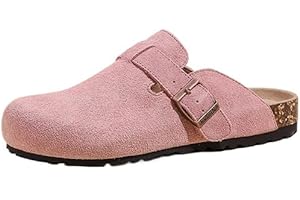 Générique Womens Suede Clogs Comfort Cork Footbed Sandals with Arch Support and Adjustable Buckle, Potato Shoes,Unisex,Non-Slip, Indoor Outdoor,Vacation,Summer,Work