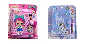 AUM Lovely Baby & Unicorn Small Pocket Diary with Small Pen for Kids Cute Cartoon Stationery Set with Lovely Baby & Unicorn for Students Kids Children Birthday Return Gift Pack of 02