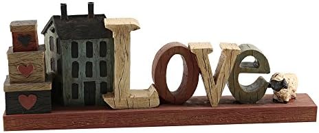 JYSPORT Holiday Hope Sign Ornaments Resin Letter Figurine Hope Decoration Sign Holy Sign Decor Handcraft Painted for Home Yard Garden Decoration (Love-001)