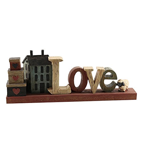 JYSPORT Holiday Hope Sign Ornaments Resin Letter Figurine Hope Decoration Sign Holy Sign Decor Handcraft Painted for Home Yard Garden Decoration (Love-001)