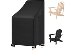 YBYHFAA Cover for Garden Chairs, 100% Waterproof 600D Oxford Protective Cover for Garden Chairs, Heavy Duty Tear-Resistant Cover for Stacking Chairs/Adirondack, Anti-UV (76 x 83 x 99/60 cm, Black)