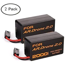 Eleoption Batterie Rechargeable 2000 mAh 11,1 V en Lithium-ION Polymer pour Parrot AR.Drone 2.0 Quadricoptère Télécommandé (2 Pcs)