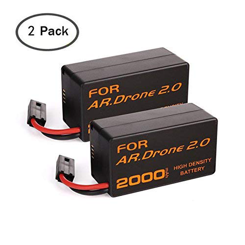 Eleoption Batterie Rechargeable 2000 mAh 11,1 V en Lithium-ION Polymer pour Parrot AR.Drone 2.0 Quadricoptère Télécommandé (2 Pcs)