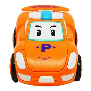 Azeena Cartoon Mini Racing Transforming Car To Robot And Robot To Car Toy For Kids | Bright Color, Friction Powered Push And Go Toys For Boys And Girls | Sturdy And Durable Pull Back Cars Color:Orange