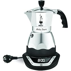 Bialetti - 6093 - Easy Timer - Cafetière Italienne Electrique en Inox - 6 Tasses - Noir/Gris