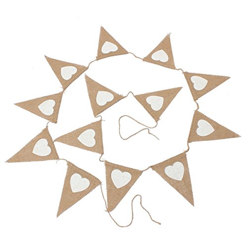3m Wimpelkette Hochzeit Vintage Herz Jute Bunting Banner