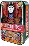 AzureGreen Fortune Telling Tarot Cards Aquarian Deco Imagery in Tin Keepsake Box