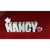 Beton, Steinguss Buchstaben 3 D Deko Schriftzug Namen NANCY als Geschenk verpackt! Ein ausgefallenes Geschenk zur Geburt, Taufe, Geburtstag oder auch zu anderen Anlässen.