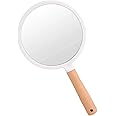 SVS ONLINE Wooden Handheld Beauty Makeup Mirror Set of 1 - Round 10.5 inch & Square 12 Inch - Hand Mirror, Salon Mirror, Dressing