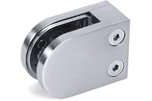 SEAGULL BALUSTRADES Satin Brushed Stainless Steel 316 Glass Clamp - Balustrade Glazing Bracket Mounting Holder Clip: D Shape Flat Base for Wall, Post, Steel