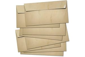 PARTYCARDS Involucro Vintage | 50 Involucro | Design retrò | 50 pezzi | Beige|Formato DIN A4 (21,0 x 29,7 cm) | Grammatura A4 90 g/m² | fronte-retro Stampato, adatto a tutte le stampanti
