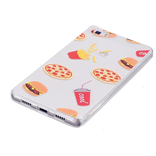 MUTOUREN TPU Case-für Huawei P8 Lite Schutzhülle/Hülle/Handyhülle-Silikon-Kasten-Abdeckungsschutz – Ultra dünn Durchsichtig Kristall Anti-scratch Drucken Handycover-Hamburger und Französisch frites - 2
