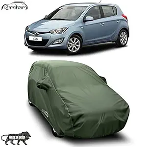 SHAWK Water Proof - Dust Proof - Car Body Cover for Compatible with Hyundai I20 Car Cover - Waterproof UV Proof - Car Body Cover (Life Time Mehandi with Mirror)