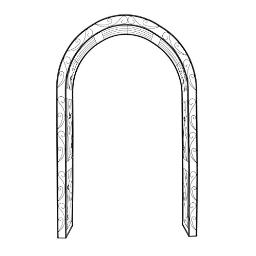 Relaxdays Rosenbogen Blatt mit Verzierung HBT 226 x 144 x 36,5 cm Rankhilfe und Torbogen als Kletterhilfe für Kletterrosen aus Eisen mit 6 Heringen stabiles Rankgitter und Rosenspalier, schwarz - 3