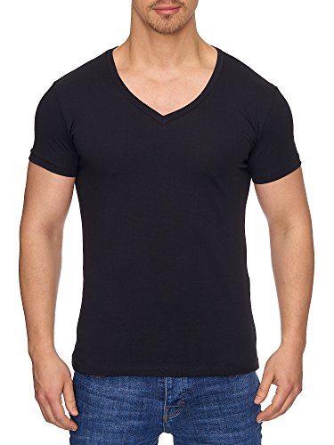 Reslad T-Shirt Herren mit V-Auschnitt Basic Shirt Herren Slim Fit Männer T-Shirts Kurzarm Baumwolle V-Neck 17100 Schwarz S Reslad T-Shirt Herren mit V-Auschnitt Basic Shirt Herren Slim Fit Männer T-Shirts Kurzarm Baumwolle V-Neck 17100 Schwarz S