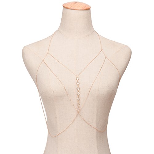 LnLyin Brust Kette Kristall Halskette Körperkette Kette Schmuck