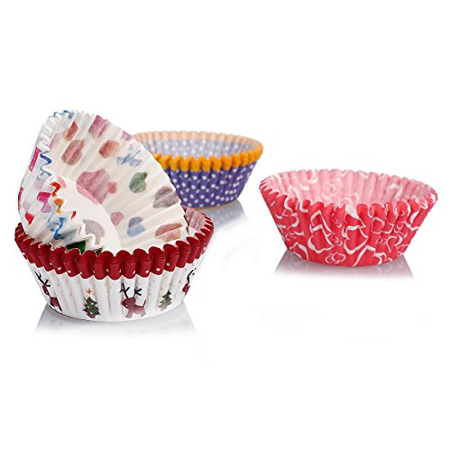 Butterme 100pack Muffin-Liner Kuchen-Zwischenlagen Papierbackförmchen Kuchen für Weihnachten Hochzeit Kuchen,Farbe radom - 4