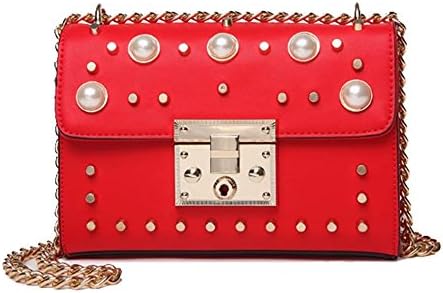 Elegant Pearl Stud Decoration Cross Body Bag Fashion Metal Shoulder Strap Women Clutch Flap Handbags