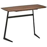Viene sin ensamblar Rivet - Mesa de centro de madera y metal estilo industrial ligeramente inclinada, 80 cm de ancho (nogal)