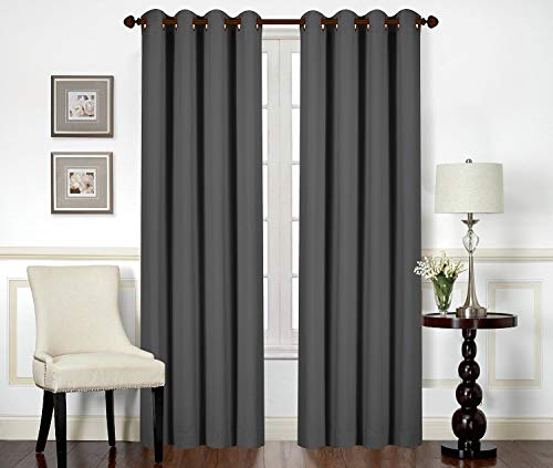 [2 Paneele] Vorhang - Verdunkelungsvorhang, wärmeisolierende Fenstervorhänge / Verkleidungen, opak - Grau (H245 x B140 cm mit Ösen) - von Utopia Bedding