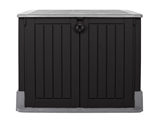 Keter Woodland 30 Mülltonnenbox anthrazit Gartenbox Midi Gerätebox abschließbar für 2 Mülltonnen