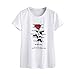 Produktbild Mallorma® Frauen Rosen Buchstaben Druck T-Shirt Kurzarm Casual Tops Bluse Freizeit Urlaub Baumwolle Trainingsanzug sommer hausanzug (XL, weiß)