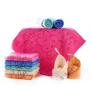 MOM CARE Microfibre Face Towels For Babies -Extra Soft/Quick dry/ Strong Water Absorbent/Bathing Towel For Kids,Boys and Girls (Pack of 6 in 6 different colors)Multi Color L-24cm X B-24cm For Newborn and above