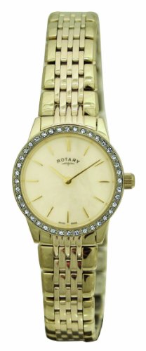 Rotary LB02338/07 Ladies Gold PVD Stainless Steel Bracelet Watch with Crystal Set Bezel