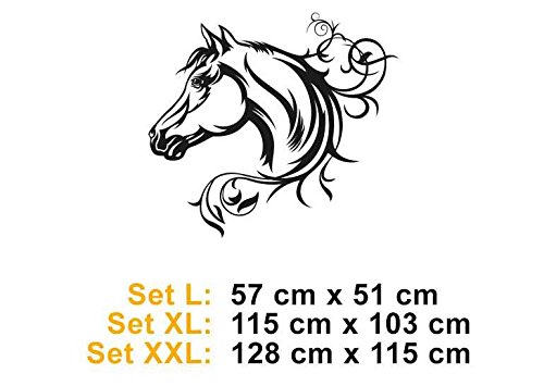 Pferd Ornamente Wandtattoo 57cm x 51cm, L, 070 schwarz - 3