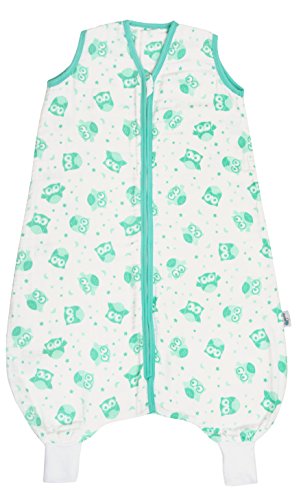 Schlummersack Baby Musselin Sommerschlafsack mit Füssen 0.5 Tog - Mint Eulen - erhältlich in 4 verschiedenen Grössen