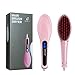 Hair Straightener, E-TOP Professional Digital Anti Static Ceramic Hair Straightener Heating Detangling Hair Comb Paddle Brush For Faster Straightening Styling (Pink)