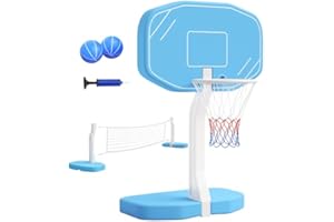 Growaystory Pool-Basketballkorb & Pool-Volleyballnetz für Kinder und Erwachsene