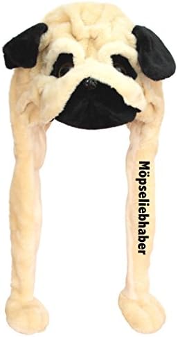 Geschenke mit Namen Pug Moepse Lovers Soft and Cuddly, Plush Hat, Brown, One Size