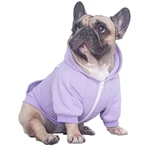 iChoue Pet Clothes Dog Hoodie Sweatshirt Coat for Medium French Bulldog Frenchie Pug English Corgi Boston Terrier Cotton Winter Warm Clothing - Light Purple/Size M