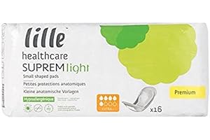 PERFORMANCE HEALTHCARE Lille Healthcare Disposable Suprem Light Shaped Pads, Highly Absorbent and Breathable Incontinence Pad, Suitable for Men and Women, Extra+ 720ml, Pack of 16(Eligible for VAT relief in the UK) Elderly